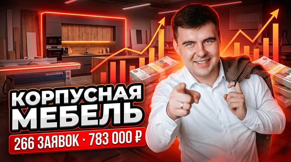 Реклама корпусной мебели на заказ: 266 заявок и продажи на 783 000 ₽ за две недели